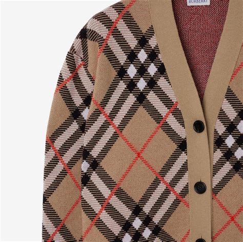 stoff burberry style|Check Wool Blend Cardigan in Sand .